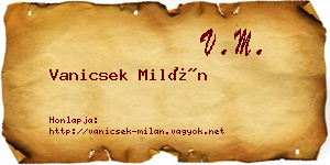 Vanicsek Milán névjegykártya