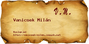 Vanicsek Milán névjegykártya