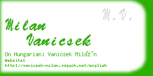 milan vanicsek business card